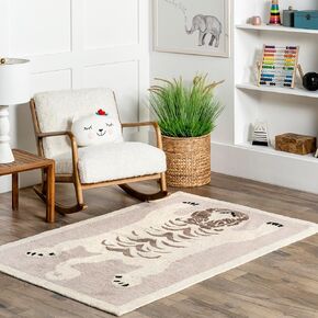 nuLOOM Kids Washable Round Alphabet Accent Rug, 3' x 5', Rust