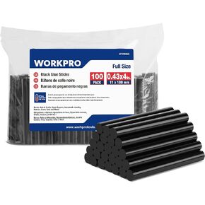 WORKPRO Hot Glue Sticks Full Size, 100-Pack Black Hot Melt Adhesive Glue Sticks for All-Temp Glue Guns, 0.43x4Inches, Multipurpose for Art Craft General Repairs, Home Decorations and Gluing Projects