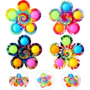 4 Pack Fidget Spinners for Kids Adults, Easter Basket Stuffers Fidget Toys with Pop for Anxiety Stress Relief, Bulk Sensory Fidget Spinner Toys for Boys Girls, ADHD Autism Products Birthday Gifts