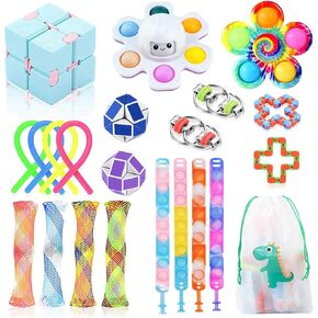 22 Pcs Fidget Toys Pack - Kids Toys Adults Fidget Toys for Anxiety Session Stress Release Squeeze Toys, Best Gift for Friends and Kids, Adult Sensory Toys for Stress Reduction. Goodie Bag Fillers