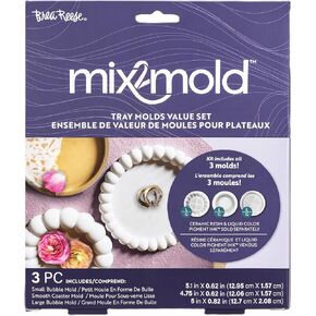 Mix2Mold Tray Molds Value Set - 3pc - Silicone Non-Stick Coaster Molds, Durable & Reusable, Kit Includes Molds Only, Resin Coaster Making