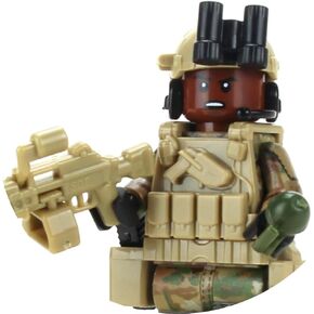 Battle Brick Collectible US Army Gunner African American Infantry | Genuine Military Minifig | Printed Camo | 1.6 Inches Tall | Packaged in The USA | Great Gift for Ages 10+ to Adult AFOL