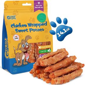 Dog Treats, Chicken Wrapped Sweet Potato, Healthy Training Snacks for Dogs w/Glucosamine Chondroitin, Rawhide Free