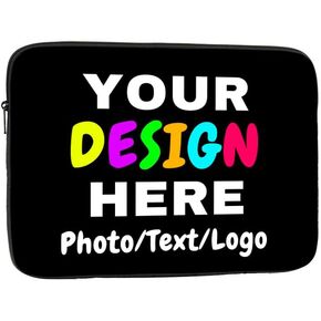 Custom Laptop Cover with Logo Personalized with Photo Text Name Laptop Sleeve Bag Protective Case Compatible with Any Notebook, Black,1PC, 15 Inch