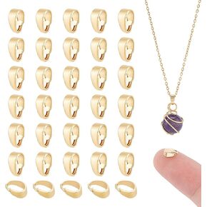 UNICRAFTALE About 150pcs Pinch Bails Real 18K Gold Plated Snap on Bails Brass Pendant Bail Connector Pinch Dangle Charm Pendant Connectors Ice Pick Pinch Bails for Jewelry Making Findings DIY Craft