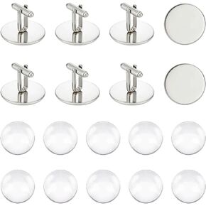 UNICRAFTALE 10 Sets 25mm Blank Dome Cufflinks Making Kit 304 Stainless Steel Cuff Button Round Cabochons Tray Bezel Cufflink Blanks for Apparel Accessories Clothes Buttons Making