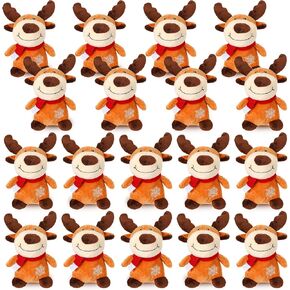 Liliful 16 Pack 8 Inch Stuffed Deer Toys, Xmas Plush Elk with Red Scarf, Stuffed Animal Gifts for Boys Girls, Christmas Decorations