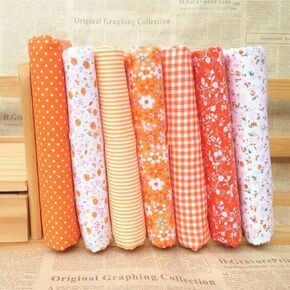 7Pcs Top Multicolor Cotton Craft Fabric Bundle Squares Patchwork Craft and Hobby Fabric,DIY Sewing Scrapbooking Quilting Floral Dot Pattern Craft and Hobby Fabric 10" x 10" (25cm x 25cm)