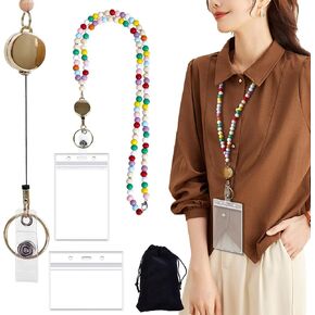 Eageus Lanyards for ID Badges Teacher Lanyard with ID Holder, Retractable Lanyards for Keys