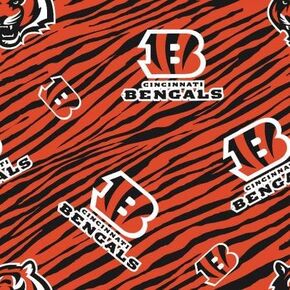 Cincinnati Bengals Cotton Fabric - NFL Team Logo Cotton Fabric by The Yard, Fat Quarter, Half Yard, 1 Yard, 2 Yard Cuts