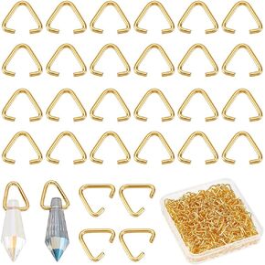 PH PandaHall 400pcs Triangle Open Jump Rings, 11mm Golden Pinch Clip Bails Brass Hanger Connectors Pendant Buckle Jewelry Connector for DIY Bracelet Earring Jewelry Keychain Making, 16 Gauge