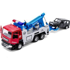 haomsj Truck Toys for Kids 9 PCS Playsets Tow Truck Toy and City Carrier Vehicle,Transport Truck with Die Cast Metal Racing Cars for Boys and Girls Age 3-5 Years
