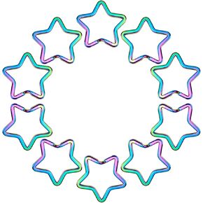 10pcs Key Chains Rings, Star Shape Rainbow Keyrings Split Ring 29mm for Keychains Purse Handbag Jewelry Making