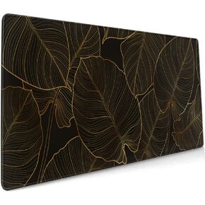 Black and Gold Extended Gaming Mouse Pad 35.4" X 15.7" Large Desk Mat XXL Black Mouse Pad Non-slip Rubber Base for Keyboard Computer Desktop