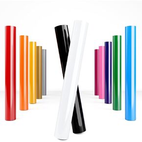 Heat Transfer Vinyl HTV 12-Roll 12" x 5Ft, Iron on Vinyl for Shirts, HTV Vinyl 12 Assorted Colors Compatible with Cricut, Easy to Cut and Weed for Christmas DIY Clothing Design
