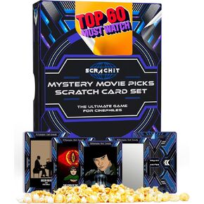 Mystery Movie Night Scratch Off Date Card Game Set- 60 Fun Nights of Adventure, Romantic Scratch Off Date Ideas for Him, Her, Girlfriend, Boyfriend, Wife, or Husband