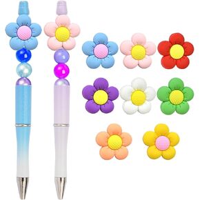 14PCS Silicone Focal Beads for Pens, Peace and Love Style Focal Beads Bulk for Keychain Making Beadable Pens Crocs Jewelry Bracelet Making DIY Crafts Project Supplies