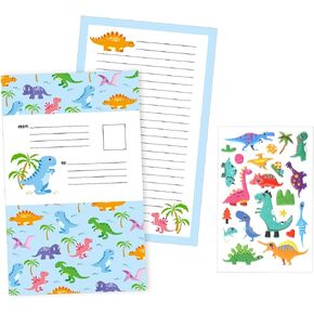 16pcs Fold-Over Ready to Send Note Cards & Stickers, All-in-One Envelope & Note Cards Children's Cartoon Greeting Cards Camp Stationery for Kids Students All Occasions (truck pattern)