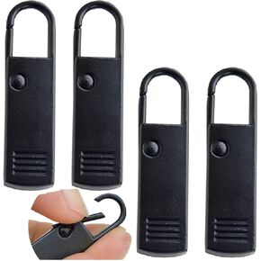 Lujchicy BLACK Zipper Pull Replacement for Jackets, Coats, Luggage, and Suitcases Removeable Large Locking Pull Tabs to Mend and Fix Damaged Tags 4PCS