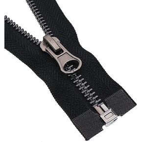 Leekayer 2pcs #5 26 Inch Separating Jacket Zipper Black Nickel 66cm Metal Zipper Heavy Duty Metal Zippers for Jackets Sewing Coats Crafts (26" Nickel)