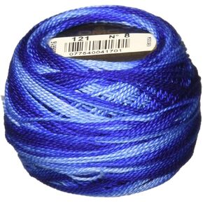 DMC 116 8-121 Pearl Cotton Thread Balls, Variegated Duft Blue, Size 8