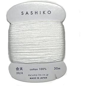 Sashiko Thread - Daruma - Medium/Regular Weight - 30m Cards (White # 201)