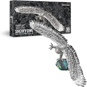 Piececool 3D Metal Puzzles for Adults, Snowy Owl Model Kits, Difficult DIY Assembling Metal Crafts Building Kits Christmas Birthday Gifts