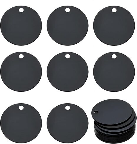 MECCANIXITY 24 Pack Round Aluminum Blank Tags 35 x 35 x 1mm Engraving Stamping Blanks Metal Blank Label Dog Pet Tags for DIY Jewelry Stamping Tools, Black in Saudi Arabia