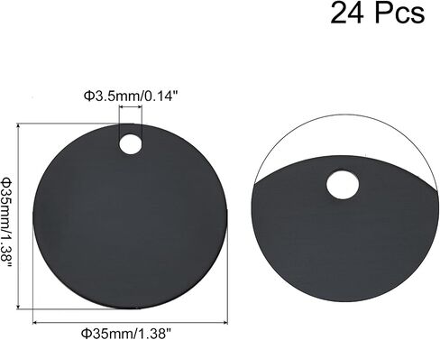 MECCANIXITY 24 Pack Round Aluminum Blank Tags 35 x 35 x 1mm Engraving Stamping Blanks Metal Blank Label Dog Pet Tags for DIY Jewelry Stamping Tools, Black in Saudi Arabia