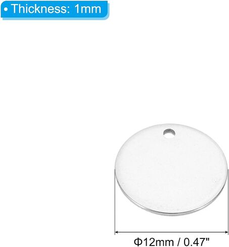 PATIKIL 6mm Steel Disc, 25pcs Metal Stamping Blanks Tags Circle Stainless Steel Pendants Round Metal Plate DIY with Hole for Laser Engraving Stamping Keychain Making, Silver Tone in Saudi Arabia