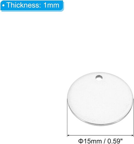PATIKIL 6mm Steel Disc, 25pcs Metal Stamping Blanks Tags Circle Stainless Steel Pendants Round Metal Plate DIY with Hole for Laser Engraving Stamping Keychain Making, Silver Tone in Saudi Arabia