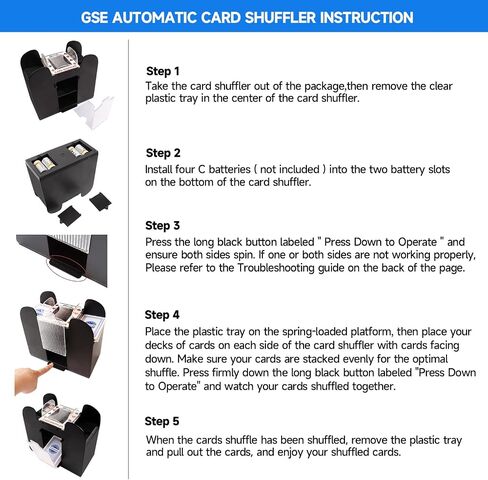 GSE 4-Deck Automatic Card Shuffler، AC/DC-Power وآلات خلط كهربائية تعمل بالبطارية للعب الورق، لعبة ورق، تكساس هولدم، كاناستا، بريدج، رومي، UNO، ألعاب بطاقات التجارة in Saudi Arabia