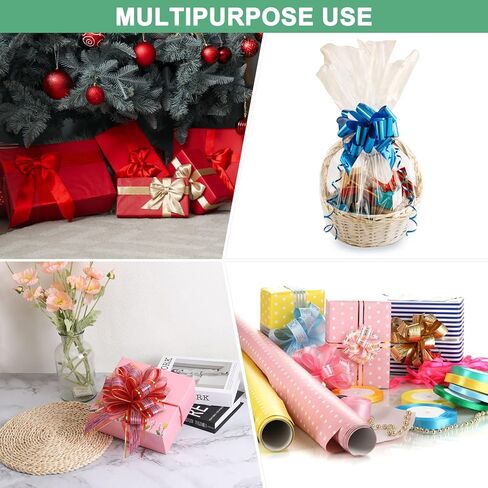 10-Pack Large Pull Bow, 6 Inch 15cm Plastic Tree Stripes Gold Edge Ribbon Pull Bows Ribbon Bows for Gift Wrapping/Wedding/Baskets Decorations, Satin Pull Bows [Black Gift Bow] in Saudi Arabia