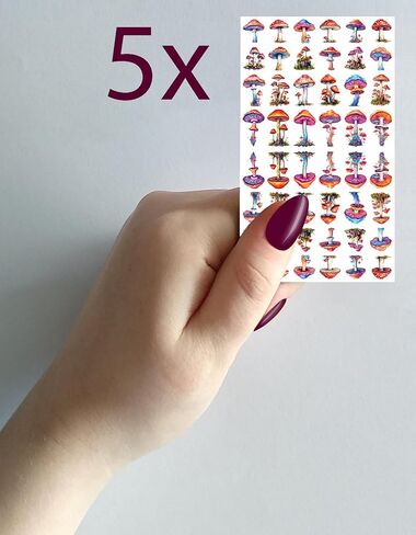 Nail Stickers Decal Transfers (5 Sheets) FLONZNAIL Mushroom Watercolor Vintage Illustration in Saudi Arabia