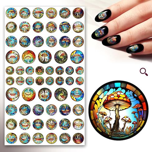 Nail Stickers Decal Transfers (5 Sheets) FLONZNAIL Mushroom Watercolor Vintage Illustration in Saudi Arabia