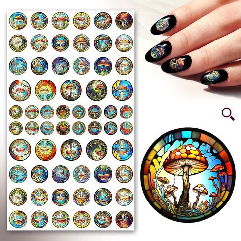 Nail Stickers Decal Transfers (5 Sheets) FLONZNAIL Mushroom Watercolor Vintage Illustration in Saudi Arabia