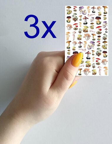 Nail Stickers Decal Transfers (5 Sheets) FLONZNAIL Mushroom Watercolor Vintage Illustration in Saudi Arabia