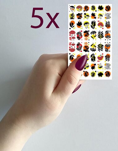 Nail Stickers Decal Transfers (5 Sheets) FLONZNAIL Mushroom Watercolor Vintage Illustration in Saudi Arabia