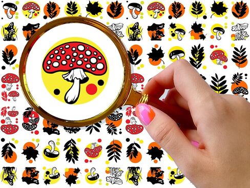 Nail Stickers Decal Transfers (5 Sheets) FLONZNAIL Mushroom Watercolor Vintage Illustration in Saudi Arabia