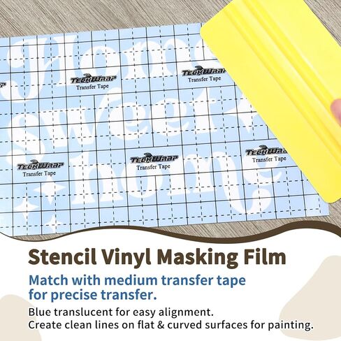 TECKWRAP Stencil Film Roll for Wood, Wall, Sticker - 12" x 15 FT/Roll Transparent Blue Adhesive Stencil Vinyl for Craft Cutters & Medium Tack Transfer Tape for Craft Decals,Signs, Windows, Stickers in Saudi Arabia