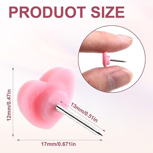 100 Pcs Pink Plastic Push Pins, Heart Shaped Standard Steel Point Decorative Cute Thumb Tacks for Maps School Office Posters Wall Hanging Postcards Bulletin Boards Home Cork Boards in Saudi Arabia