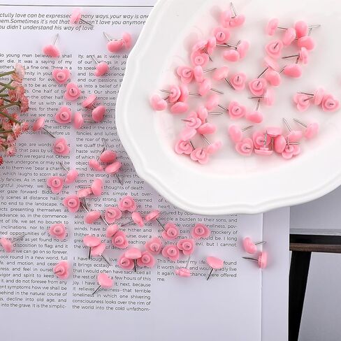 100 Pcs Pink Plastic Push Pins, Heart Shaped Standard Steel Point Decorative Cute Thumb Tacks for Maps School Office Posters Wall Hanging Postcards Bulletin Boards Home Cork Boards in Saudi Arabia