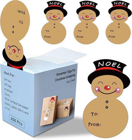 200 Pcs Christmas Gift Tags - Christmas Gift Tags Stickers,Christmas Tags Stickers,Christmas Tags for Gifts,Gift Tag Stickers,Christmas Wrapping Paper Tags,2.16 x 3.34 Inch (4 Color) in Saudi Arabia