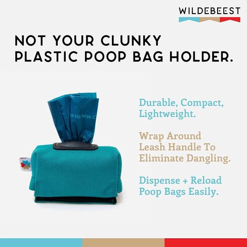 Dog Poop Bag Holder, Dog Poop Bag Dispenser, Poop Bag Holders for Leashes, Dog Waste Bag Dispenser, Dog Bag Holder, 1000D Nylon, Attach to Dog Leash, Fits Standard Dog Poop Bags - Wildebeest(Black) in Saudi Arabia