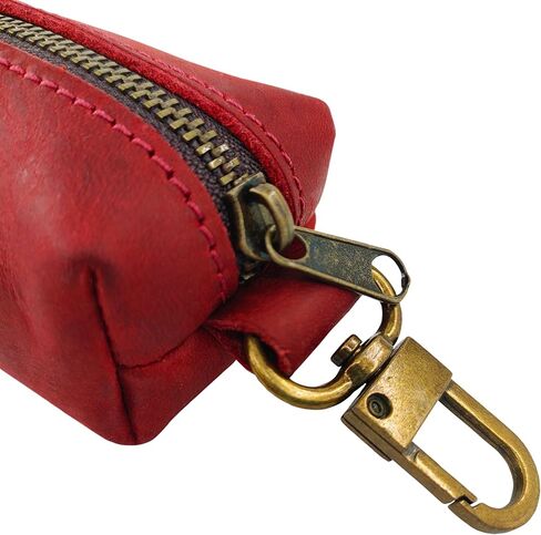 HIFA Genuine Leather Dog Leash Poop Bag Holder - Soft Touch Rustic Leather, Metal Clips, Easy Access to Pet Waste Bags - Outdoor Walking Dispenser in Kuwait