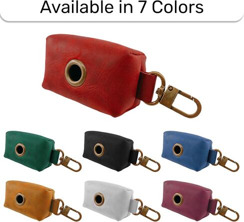 HIFA Genuine Leather Dog Leash Poop Bag Holder - Soft Touch Rustic Leather, Metal Clips, Easy Access to Pet Waste Bags - Outdoor Walking Dispenser in Kuwait