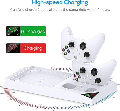 YUANHOT Vertical Cooling Stand Compatible with Xbox Series X, Charging Station Dock with 1400mAh Rechargeable Battery Pack and Dual Controller Charger Ports (NOT Compatible with Xbox One X/S), Black in Kuwait