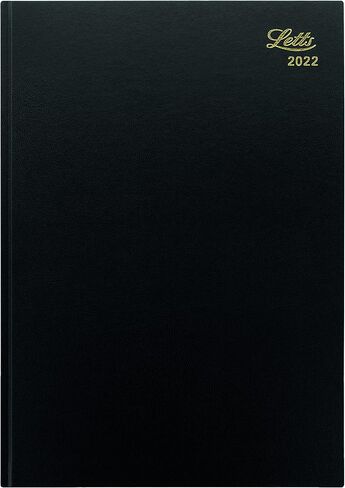Letts of London Standard A4 Day to a Page Planner بغلاف صلب بمظهر جلدي، طول 11.75 بوصة، مستلزمات مكتبية ومدرسية سوداء in Saudi Arabia