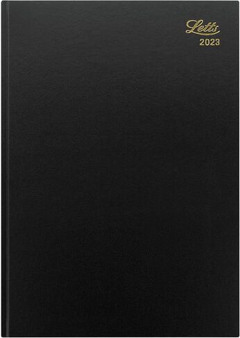 Letts of London Standard A4 Day to a Page Planner بغلاف صلب بمظهر جلدي، طول 11.75 بوصة، مستلزمات مكتبية ومدرسية سوداء in Saudi Arabia