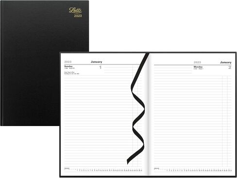 Letts of London Standard A4 Day to a Page Planner بغلاف صلب بمظهر جلدي، طول 11.75 بوصة، مستلزمات مكتبية ومدرسية سوداء in Saudi Arabia